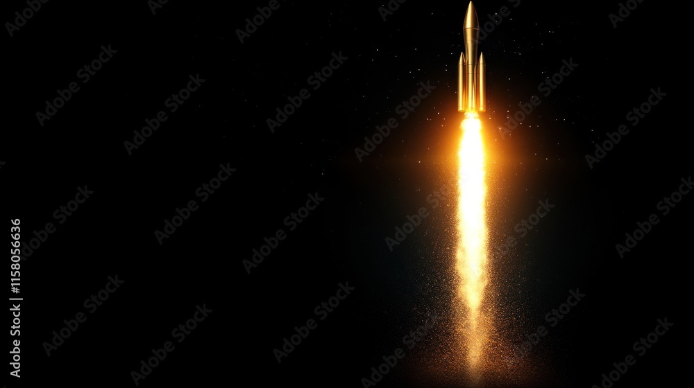 Poster rocket launch event space center action photography night sky dynamic view space exploration concept