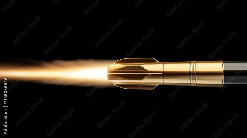 Poster dynamic bullet in motion dark background close-up photography action scene high-speed capture energy