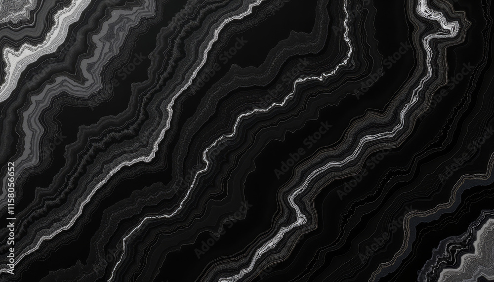 Poster smooth onyx slab texture with flowing black and white patterns in sophisticated style for artistic b