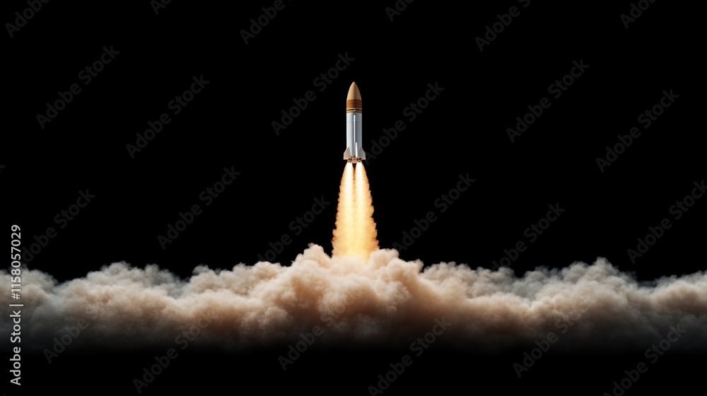 Poster rocket launch event space digital art outer space dramatic viewpoint exploration concept