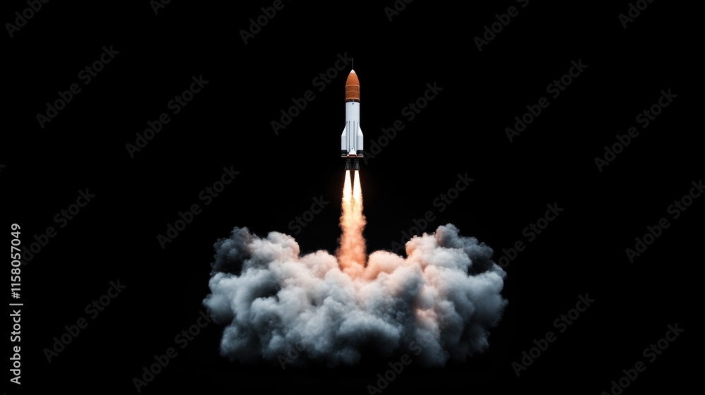 Poster rocket launch event space photo outer space low angle exploration and innovation