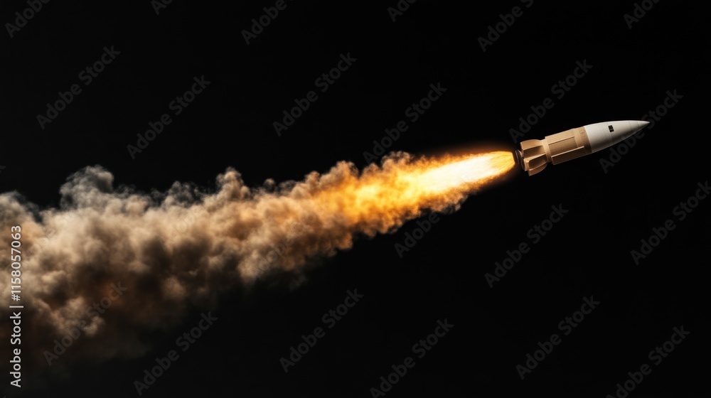 Poster rocket launch event outer space aerospace photography dark environment dynamic viewpoint innovation