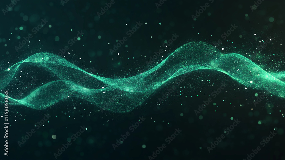 Poster abstract teal wave: a mesmerizing abstract design, featuring a teal wave-like pattern with sparkling