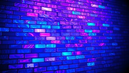 Colorful neon bricks create a pixel-like mosaic of light and energy.
