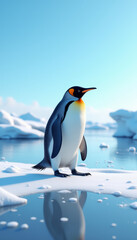 Fototapeta premium Majestic penguin standing on ice in a bright Antarctic environment