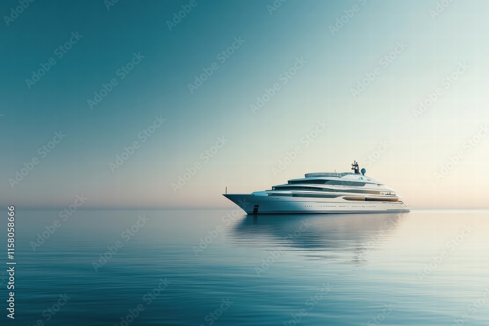 Poster Luxury cruise ship sailing on calm sea with ample copy space for text and branding opportunities. Generative AI