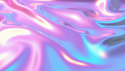 Fototapeta premium Glossy holographic foil texture with iridescent waves and vibrant shimmering effects