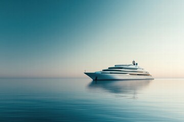 Fototapeta premium Luxury cruise ship sailing on calm sea with ample copy space for text and branding opportunities. Generative AI