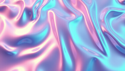 Obraz premium Iridescent holographic foil texture with shimmering colors in a futuristic look