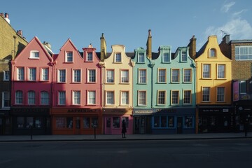 Fototapeta premium Colorful terraced houses on a sunny street. (2)