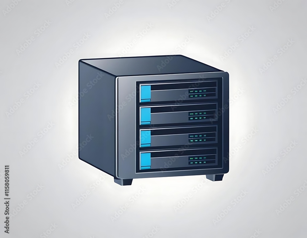 Poster a modern server rack with multiple storage units
