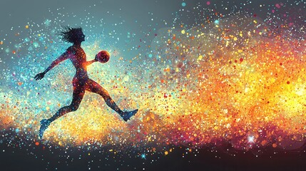 Naklejka premium Dynamic Athlete in Motion with Colorful Abstract Background