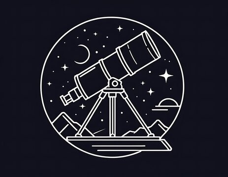 recommend clip art: Telescope Stargazing Night Sky Mountainscape Design