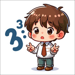 the boy is learning to count