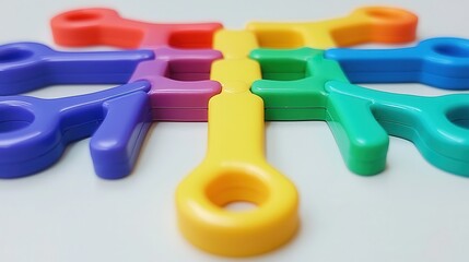 Naklejka premium Colorful Plastic Toy Connectors for Children Play and Learning Fun