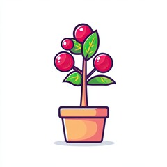 Cute Cartoon Plant in Pot