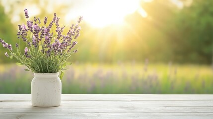 Lavender Bouquet in Sunlit Outdoor Setting