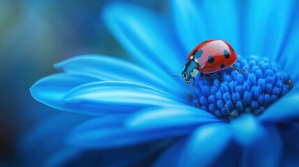 Ladybug on a Vibrant Blue Flower