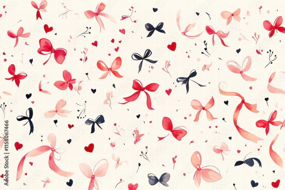 Aufkleber whimsical hand drawn valentines day design with bows and hearts perfect for creative projects. gener