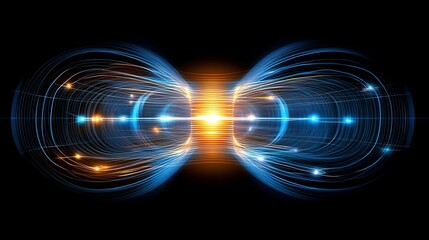 Stunning Visualization of Magnetic Field Dynamics, Glowing Lines and Arrows Illustrate Force Flow in Dark Space