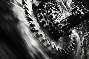 Fototapeta premium Close-up of intricate metal gears in precise engineering.