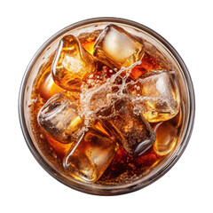 glass of cola with ice top view