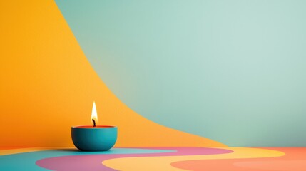 Colorful Candle on Vibrant Background