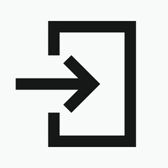 black and white entrance arrow icon, Doorway entrance sign. login icons. Set of sign in, open door symbol. 