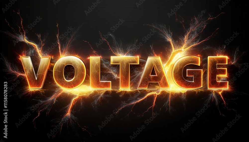 Poster high-energy voltage text effect with lightning background