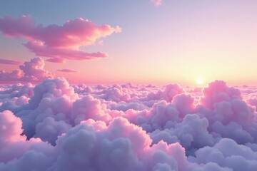 pastel pink clouds blanket the entire horizon at sunrise, gentle, sky