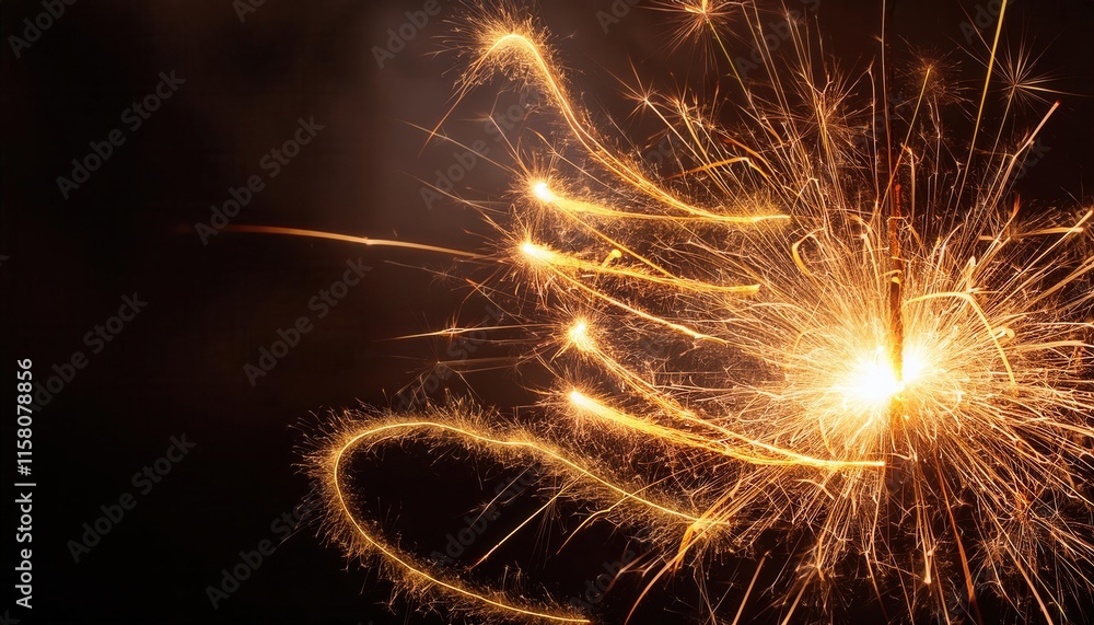 Poster sparkler creating beautiful patterns against dark background