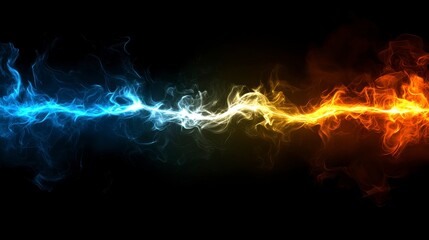 Abstract image of swirling blue and orange smoke, symbolizing energy or conflict.