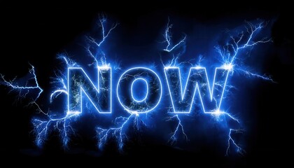 Dynamic Electric Light Display with Bold 'NOW' Text