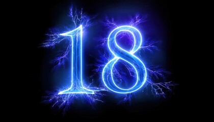 Electric Blue Number 18 with Lightning Effects