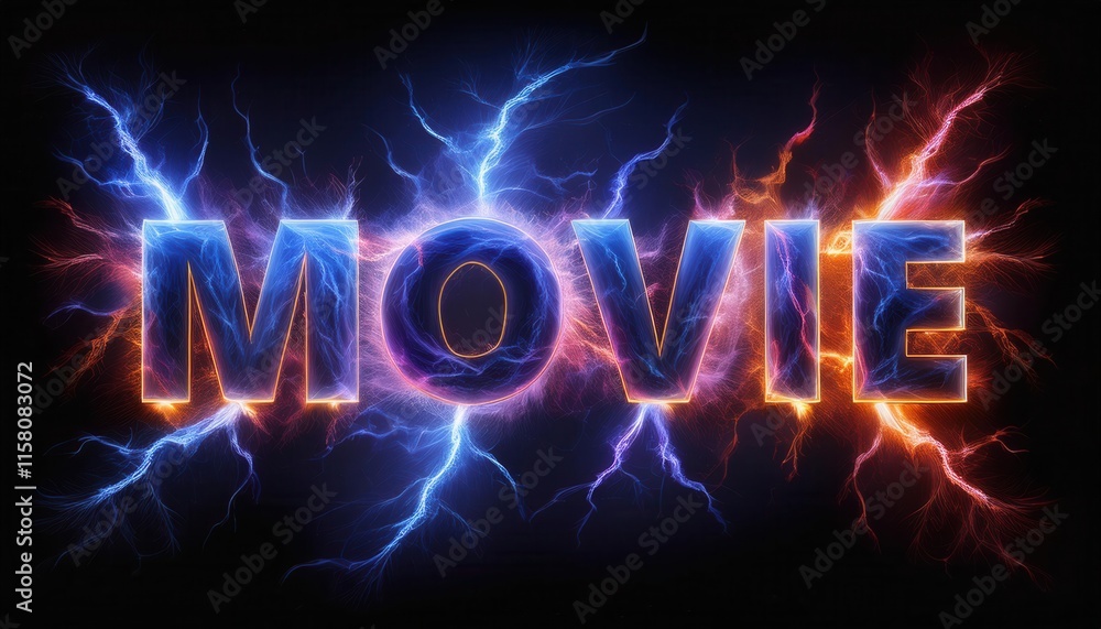 Poster electrifying movie title with dynamic lightning effects