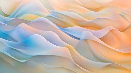 Obraz premium Abstract Pastel Waves: A Serene Digital Art Landscape