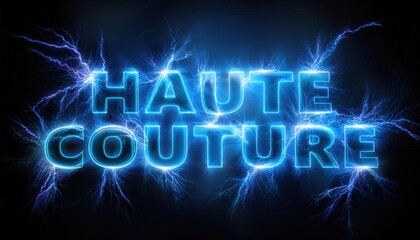 Haute Couture in Electric Blue Neon Lighting