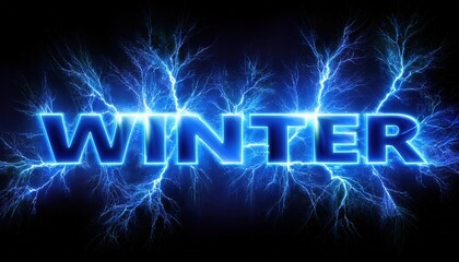 Fototapeta premium Winter Electric Theme with Glowing Blue Lightning Effects