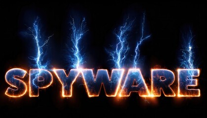 Illustration of Spyware with Electric Effects and Bold Typography