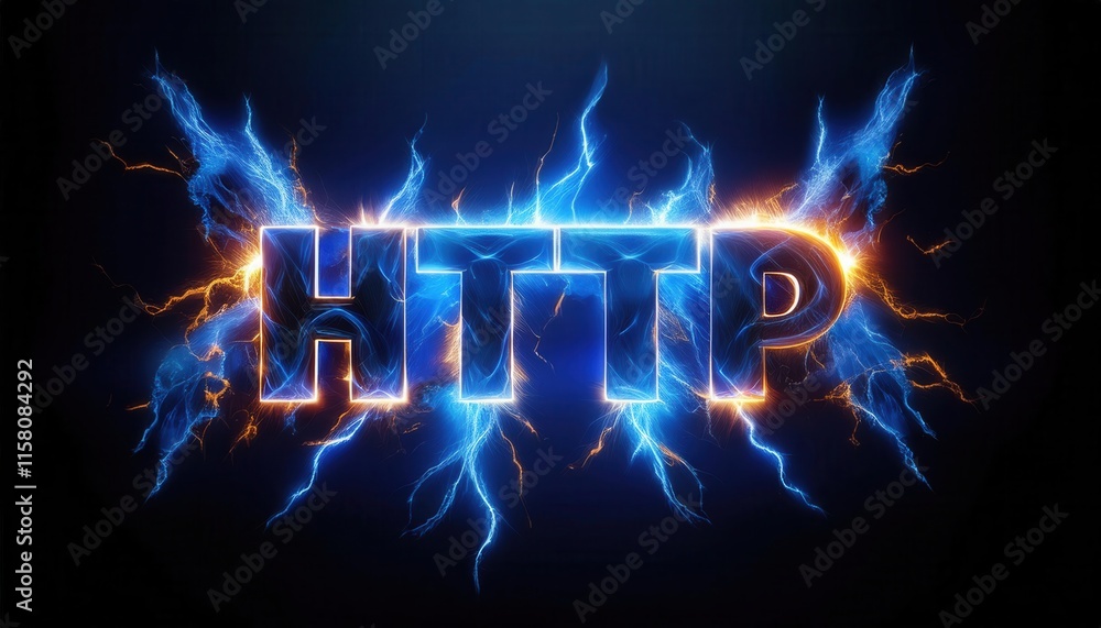Poster electric blue representation of http with lightning