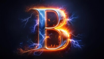 Electric Letter B Design with Lightning Effects
