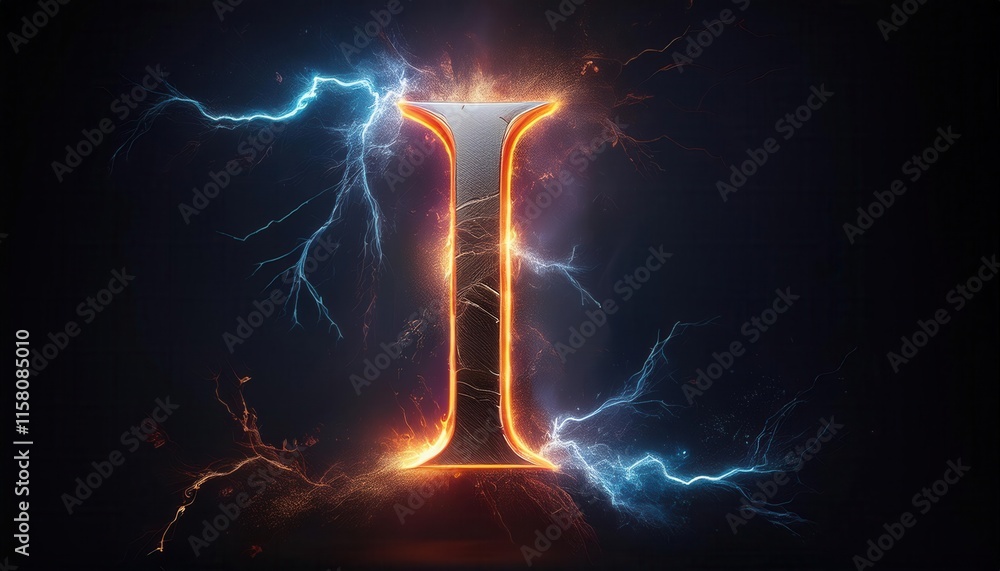Poster dynamic lightning effect with glowing roman numeral ii