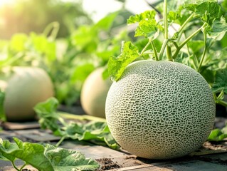 Melon Plants in a Modern Agricultural Greenhouse Cultivated for High-Yield Sustainable Farming Production - ai