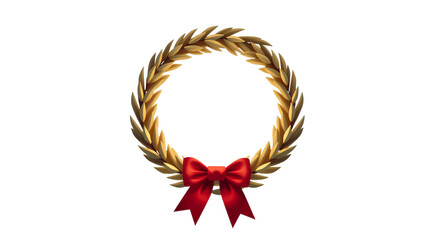 minimalist gold laurel wreath isolated on white background