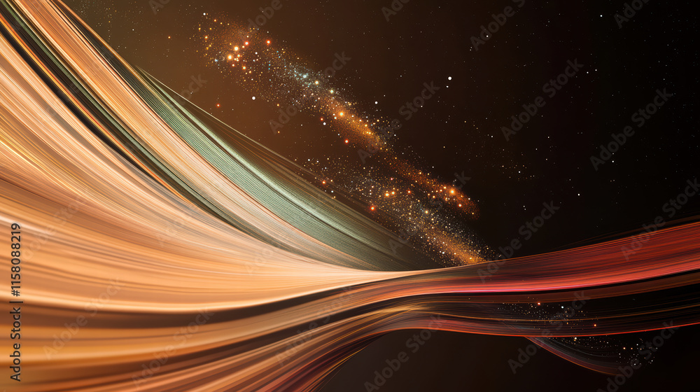 Poster dynamic space scene with colorful waves of light and stars creates mesmerizing visual experience. vi