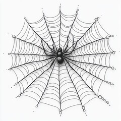 Obraz premium Black spider in the center of its web.