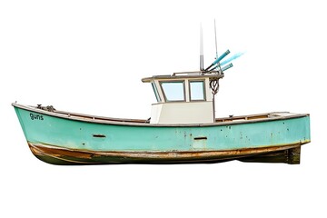 Obraz premium Exploring a Vintage Fishing Boat: A Detailed Look at its Features and History on the Sea, Old Vessel's Charm