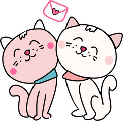 Two cats lover cartoon
