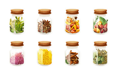 Spice Jar Set for Organized Spices - Isolated on White Background