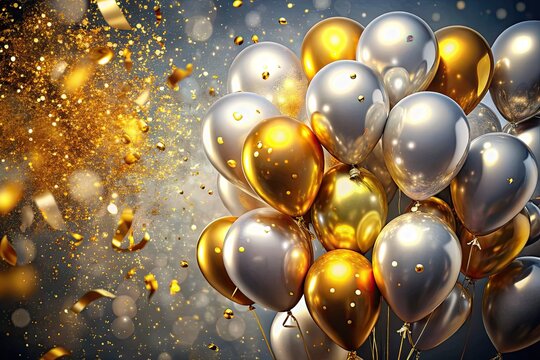 Celebrate 2025 in shimmering style: Gold & Silver Balloons New Year's Eve bash!